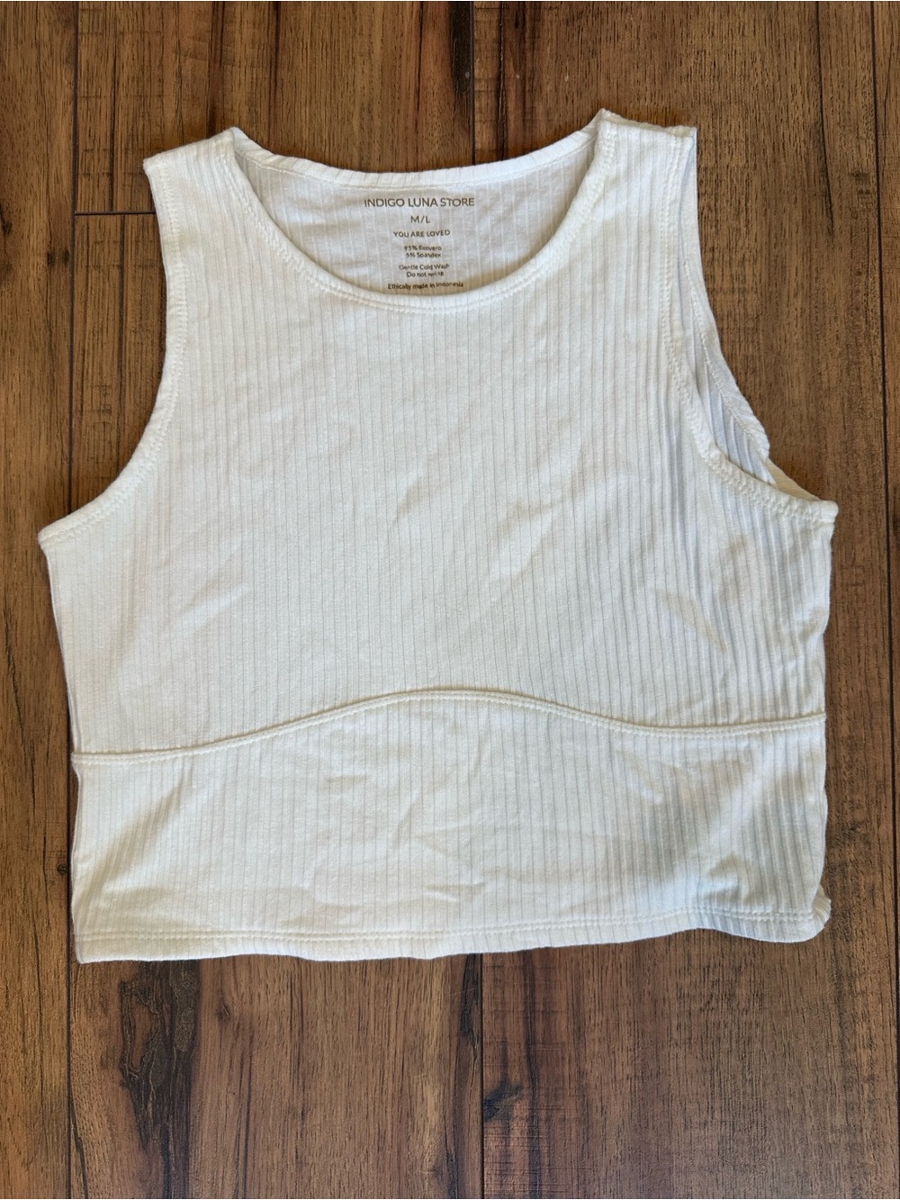 Indigo Luna Store White Ribbed Cropped Tank